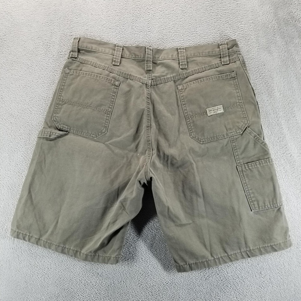 Wrangler Shorts Mens 38 Green Canvas Carpenter Cargo 10" Utility Workwear